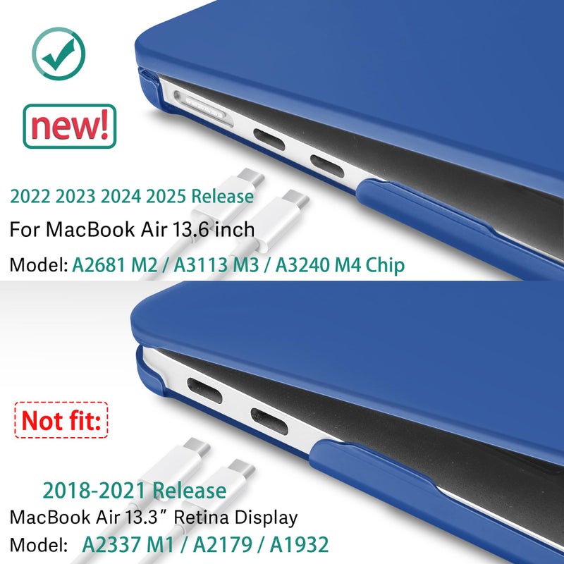 May Chen for M4 MacBook Air 13.6 inch Case 2025 2024 2023 2022 Release A3240 M3 A3113 M2 A2681, Plastic Hard Shell Case for MacBook Air 13.6" with Retina Display Fits Touch ID, Dark Blue - Image 3